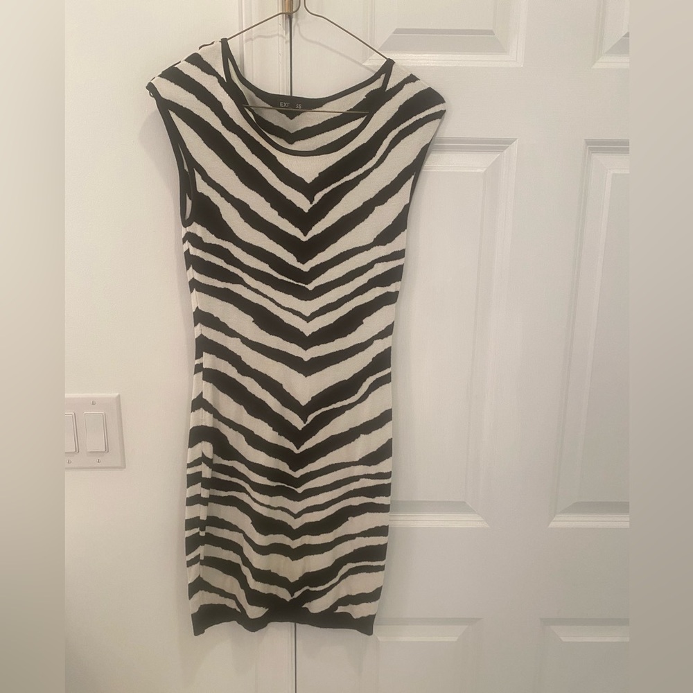 Zebra print short cotton dress